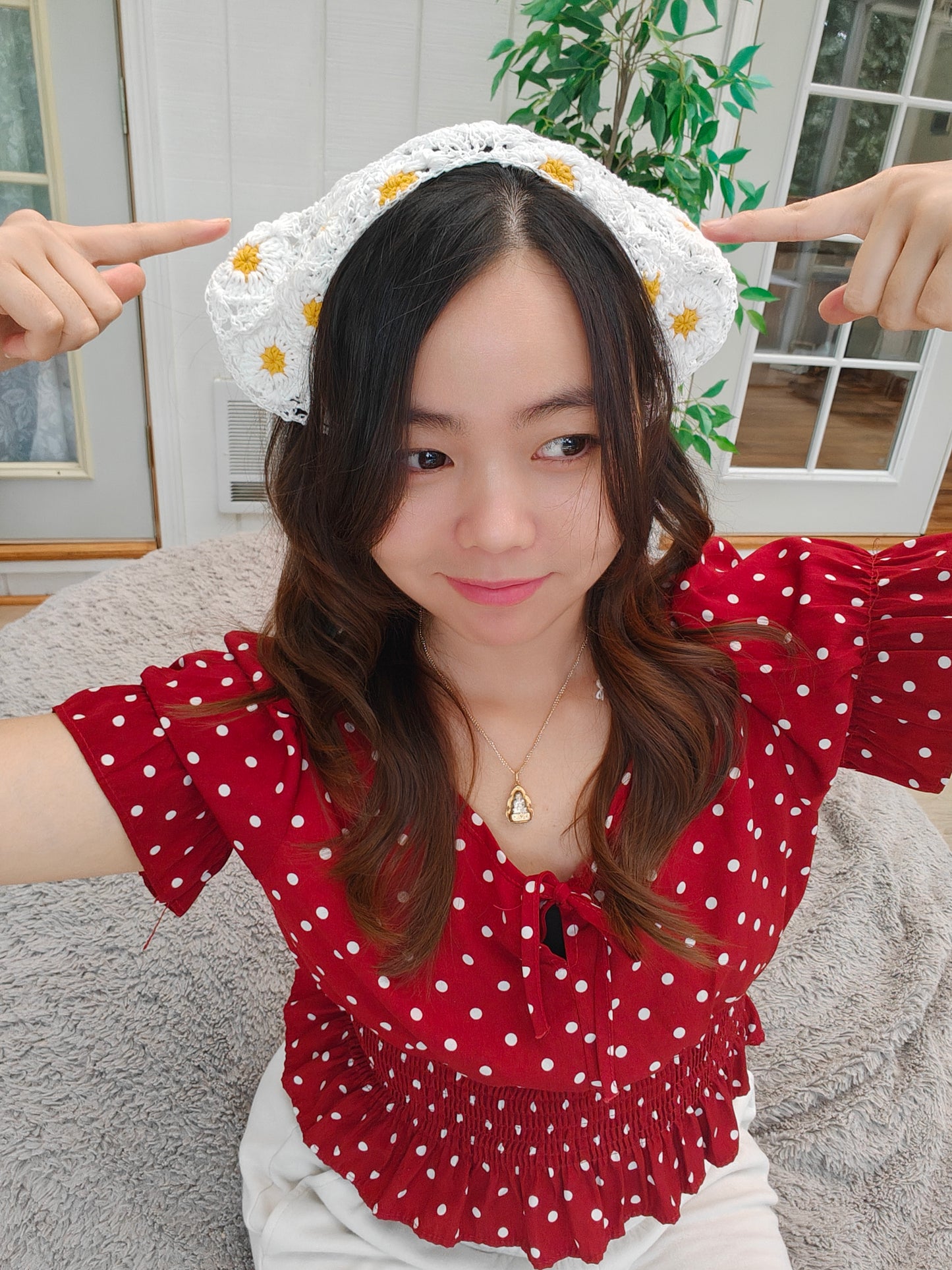 Crochet Hair Scarf (Floral)
