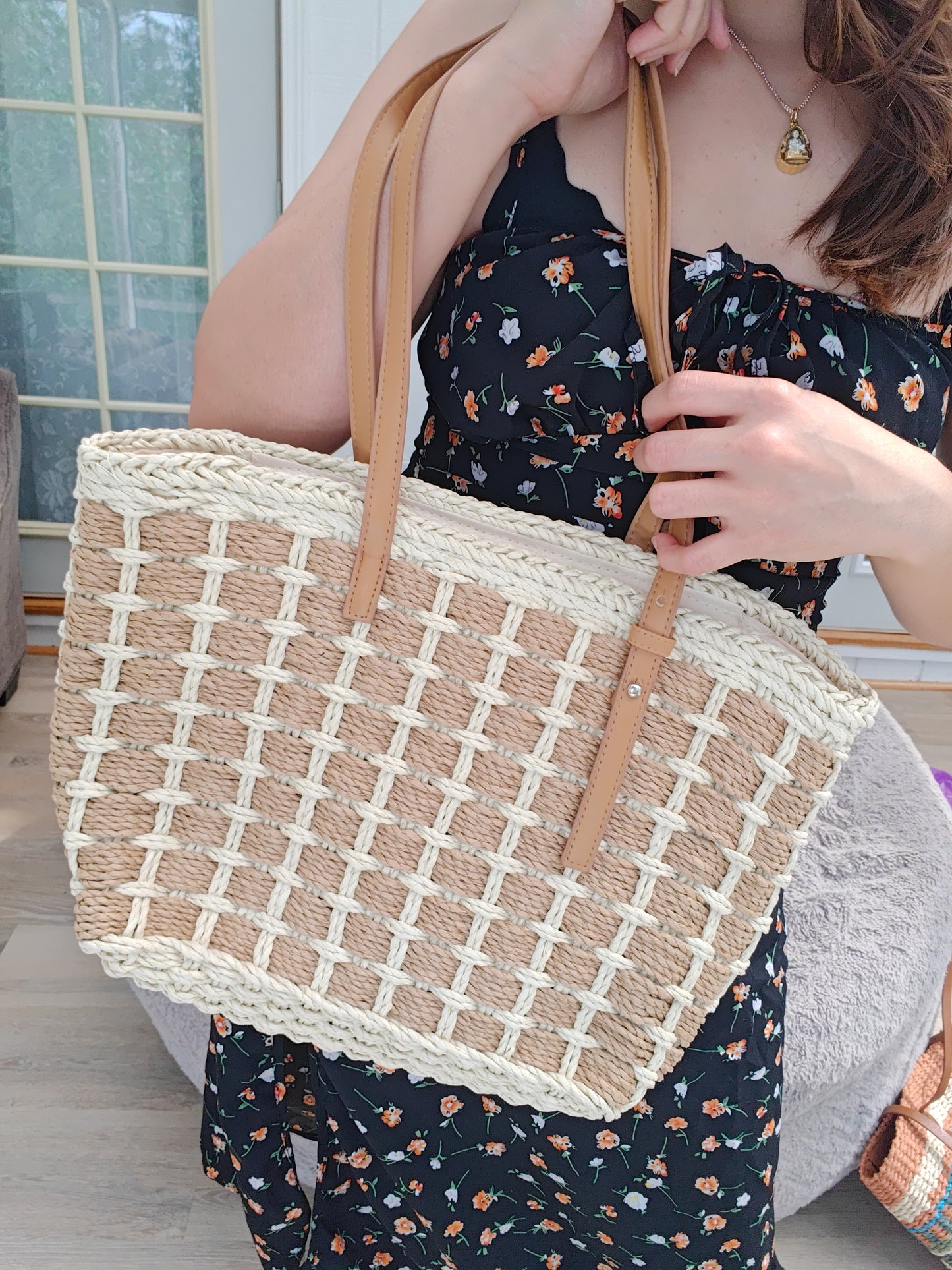 Handmade straws purse bag